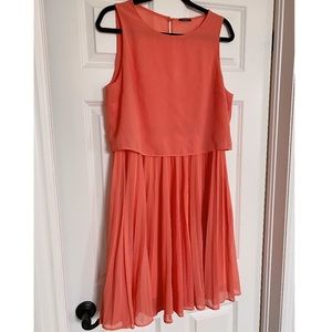 Peach Motivi Skirt Shirt Dress with Pleated Design